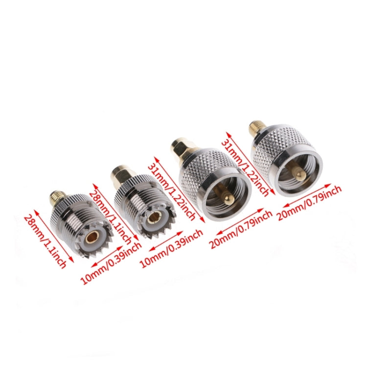 4 PCS / Set A13 Adapter Kit PL259 / SO239 to SMA Male / Female Type RF Connector 4 PCS / Set A13 Adapter Kit PL259 / SO239 to SMA Male / Female Type RF Connector